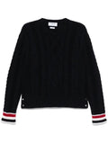 Thom Browne Aran cable stitch merino wool pullover