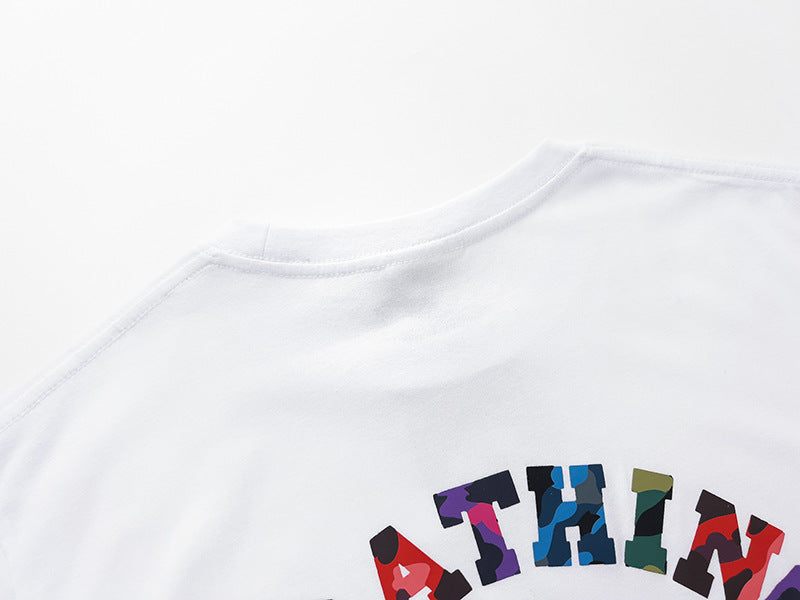 BAPE Multicolor Camo College Back Print Men's T-Shirt - White