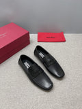 Ferragamo Men's Black Leather Driving Loafers