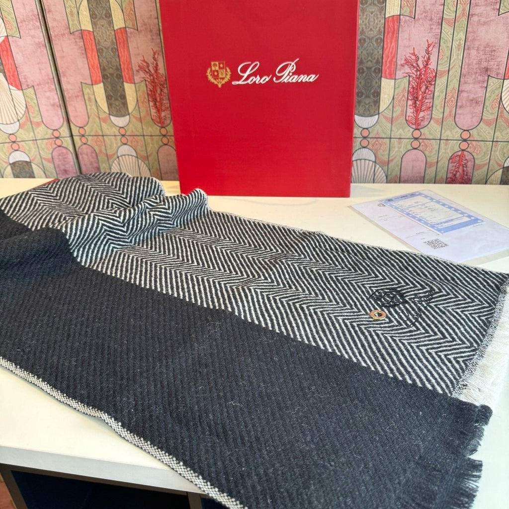 Loro Piana Herringbone Fringe Scarf