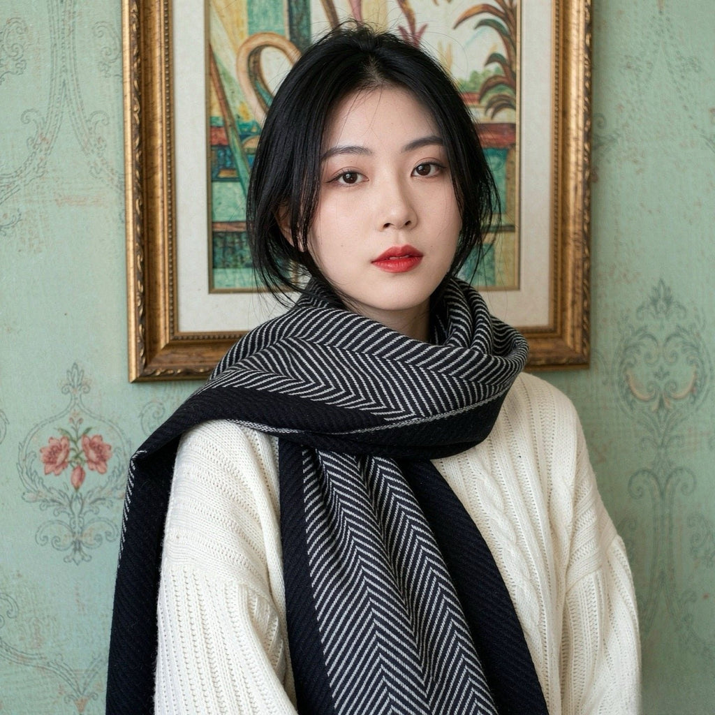 Loro Piana Herringbone Fringe Scarf