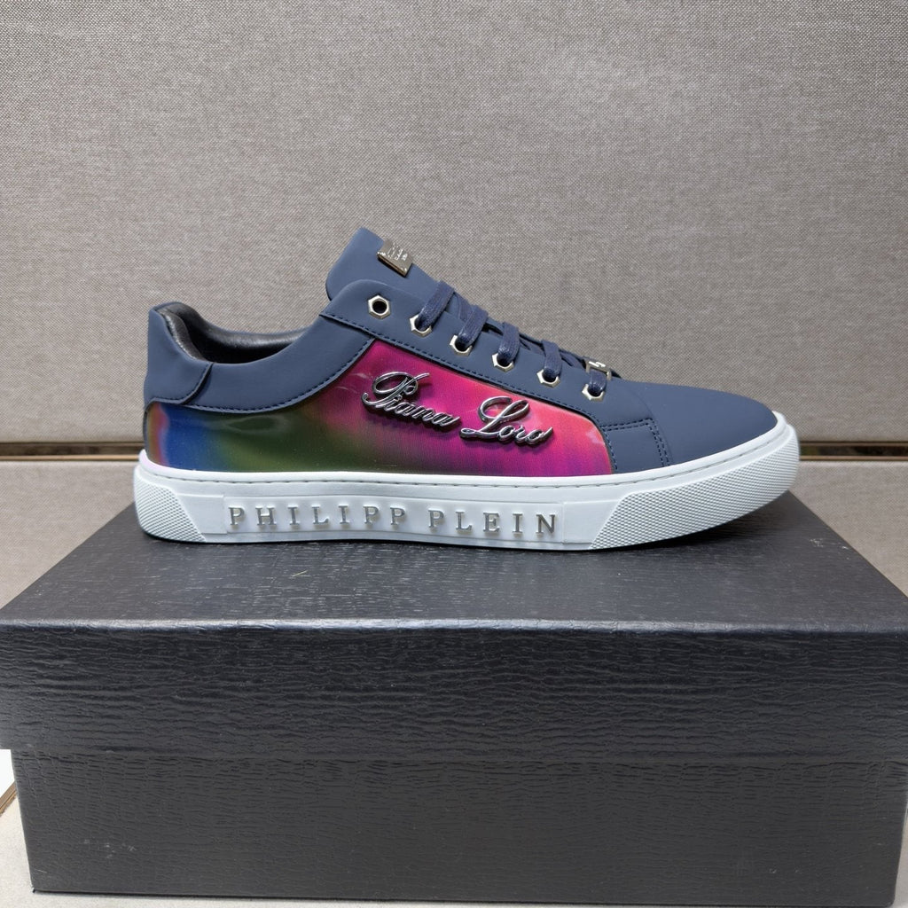 Philipp Plein Navy Iridescent Panel Sneakers