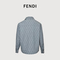 Fendi FF Monogram All-Over Sea Salt Blue Spread Collar Zip-Up Jacket