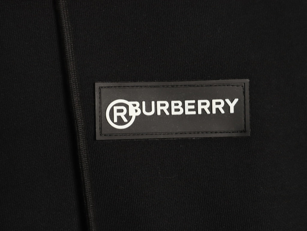 Burberry Logo-Detail Check-Panel Hooded Zip Jacket - Black